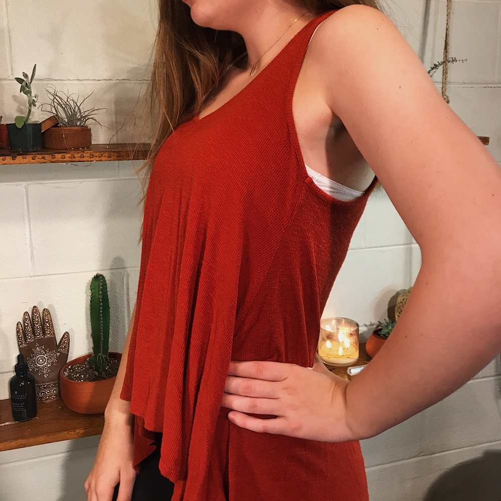 DONATING SOON burnt orange flowy tank top